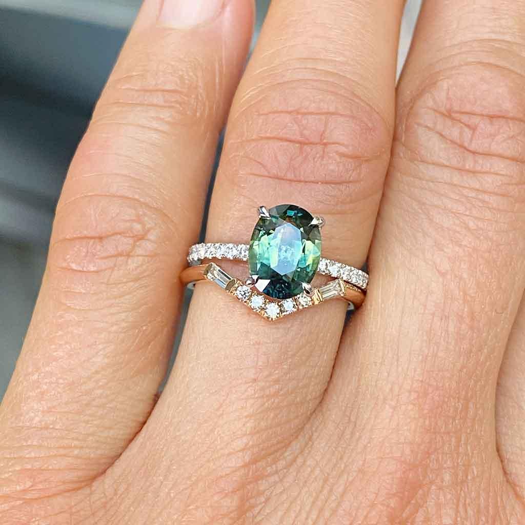 Elle | Teal parti sapphire engagement ring - Lizunova Fine Jewels