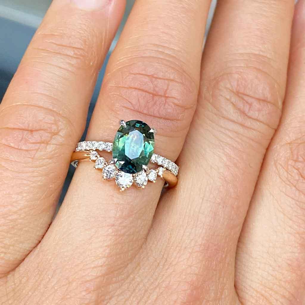 Elle | Teal parti sapphire engagement ring - Lizunova Fine Jewels