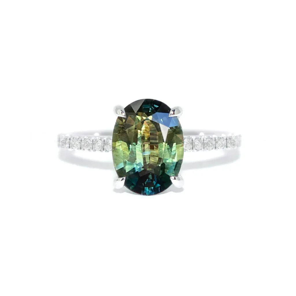 Elle | Teal parti sapphire engagement ring - Lizunova Fine Jewels