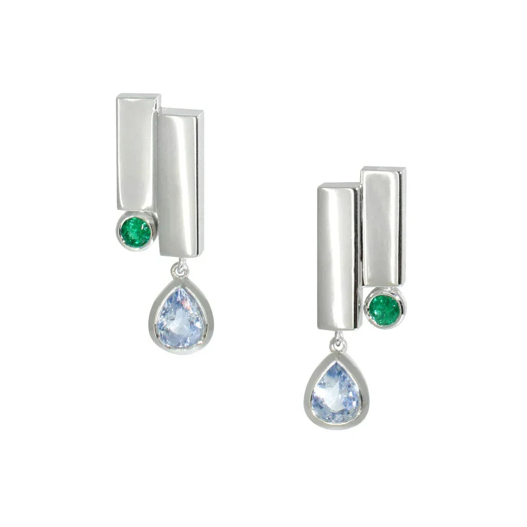 Empire State | Sapphire & emerald earrings - Lizunova Fine Jewels