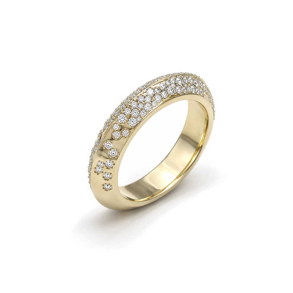 Galaxy-scattered-diamond-knife-edge-ring-rose-gold-Sydney-jeweller-Lizunova