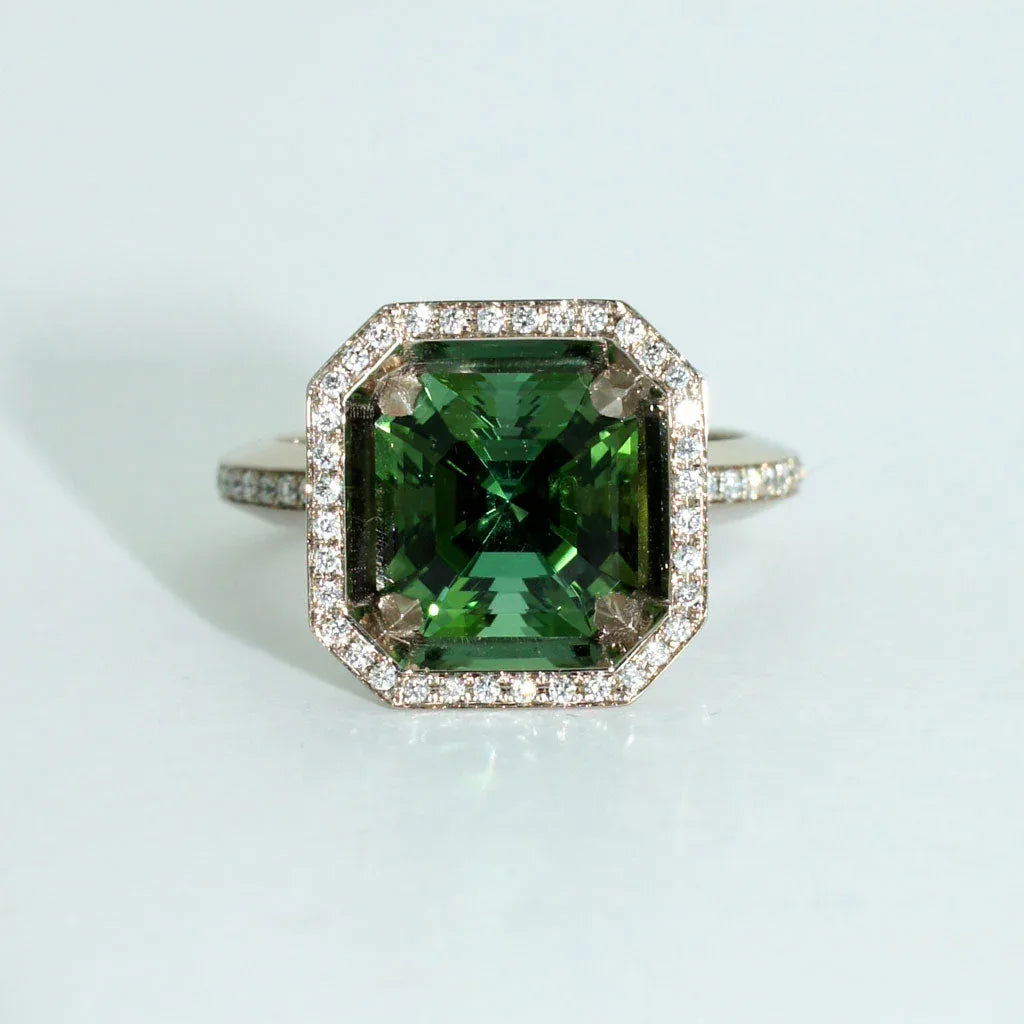 Gatsby | Art Deco tourmaline diamond dress ring - Lizunova Fine Jewels
