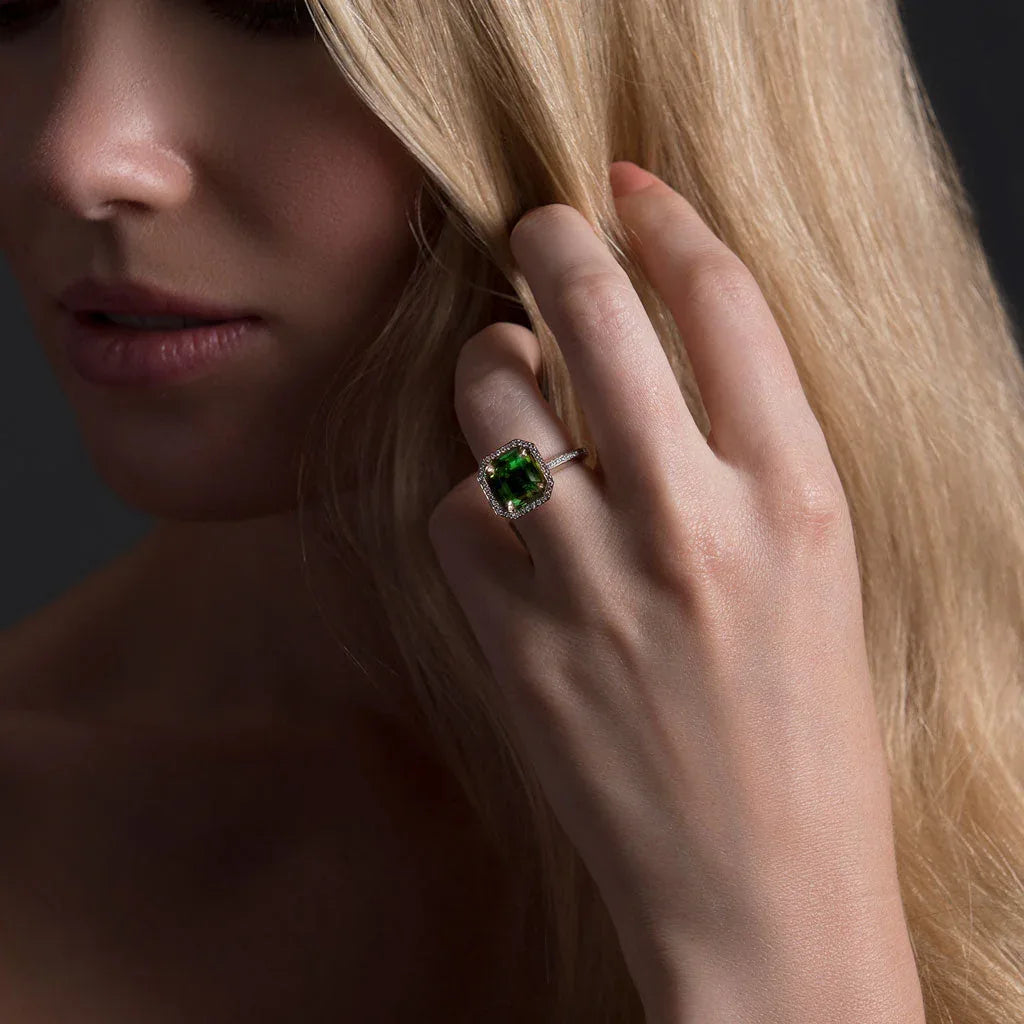 Gatsby | Art Deco tourmaline diamond dress ring - Lizunova Fine Jewels