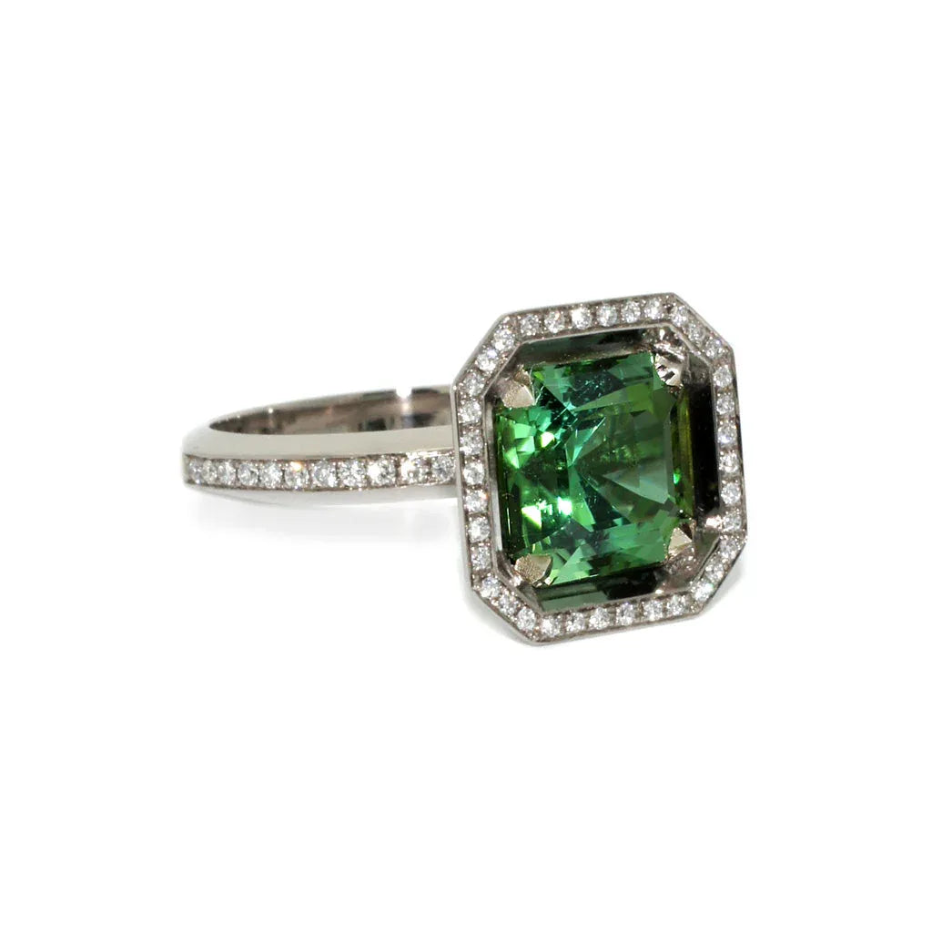 Gatsby | Art Deco tourmaline diamond dress ring - Lizunova Fine Jewels