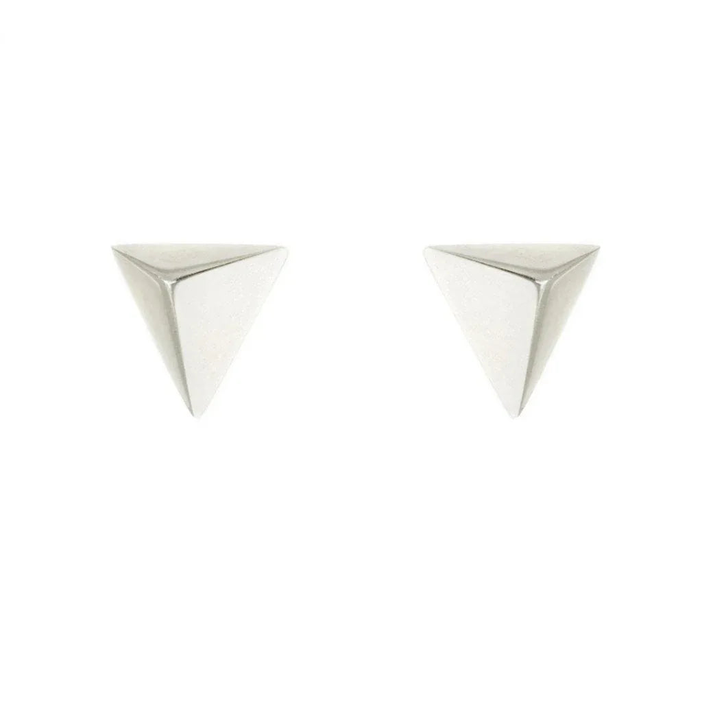 Geometric | Pyramid white gold earrings - Lizunova Fine Jewels