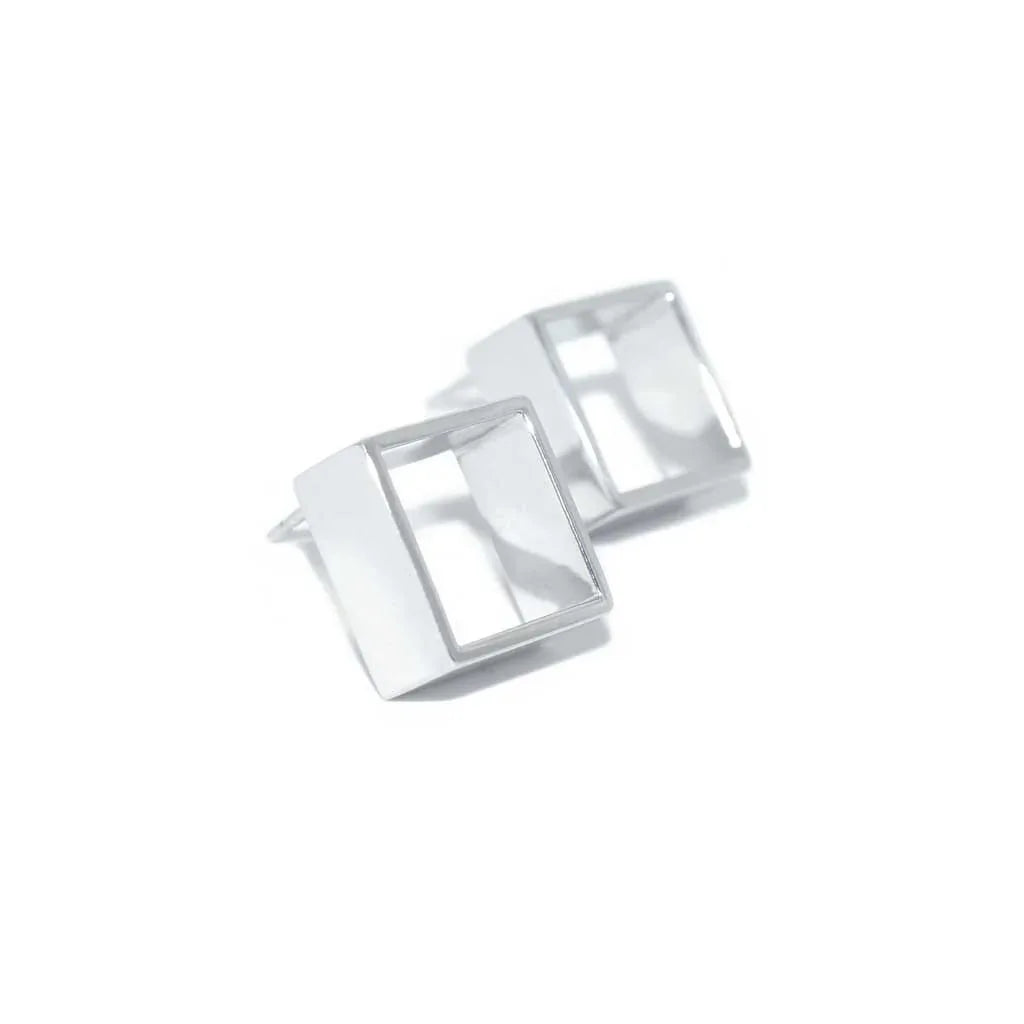 Geometric | Square white gold earrings - Lizunova Fine Jewels