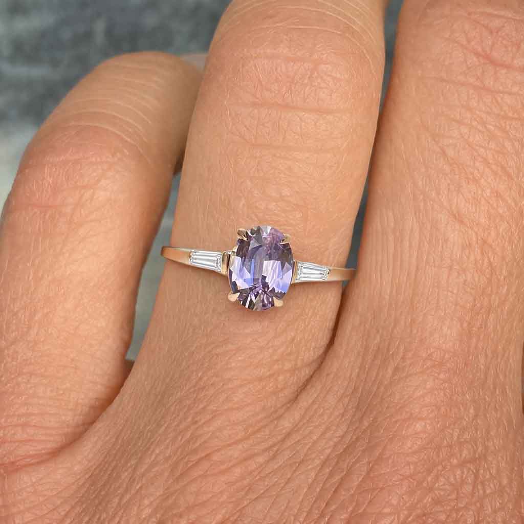 Pink sapphire & diamond engagement ring