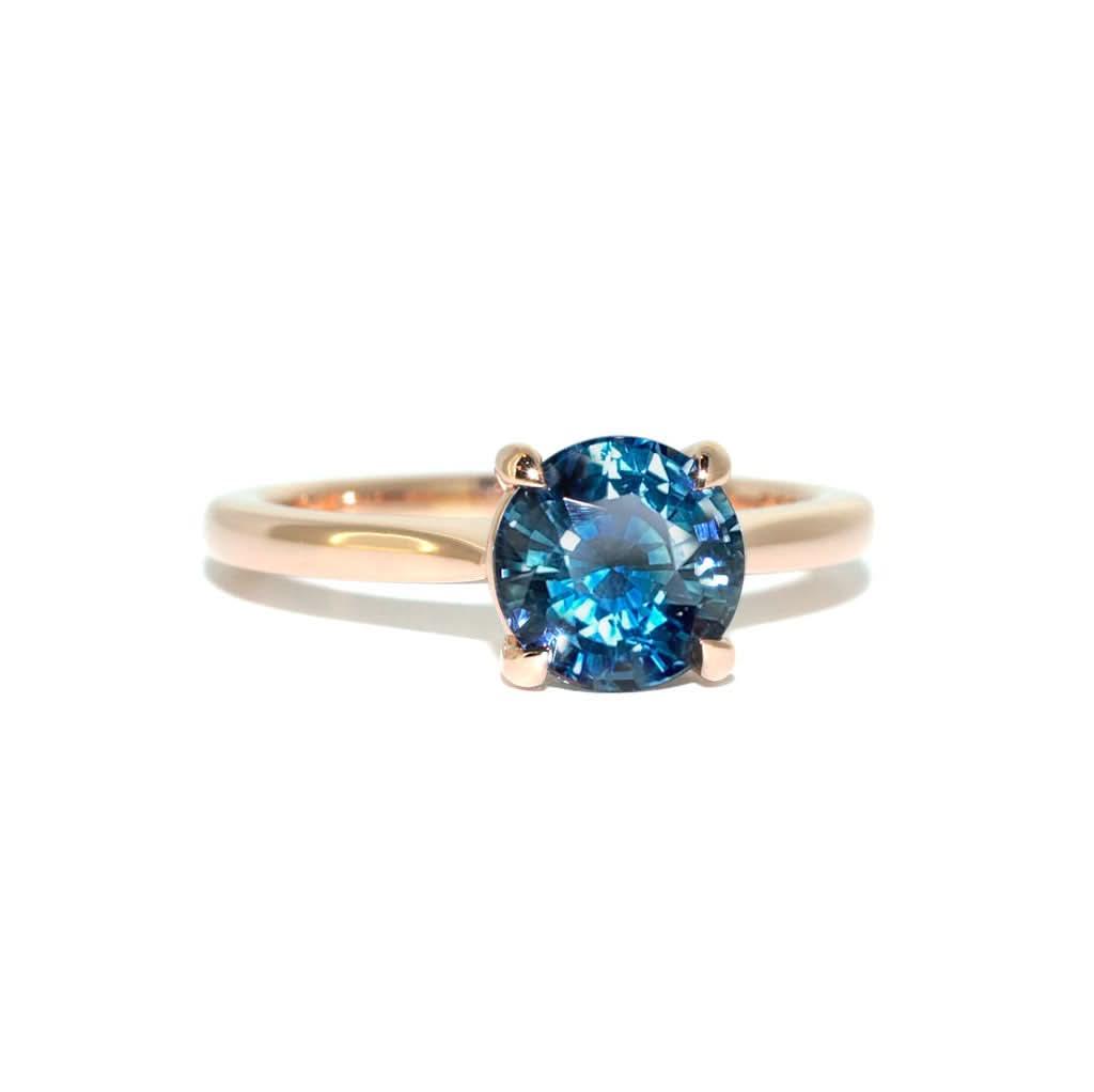Ina | Round teal sapphire engagement ring - Lizunova Fine Jewels