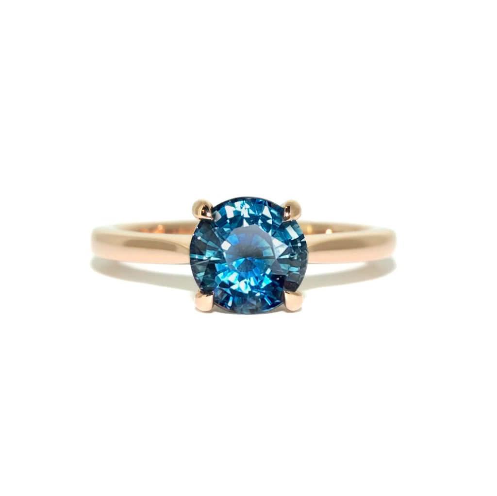Ina | Round teal sapphire engagement ring - Lizunova Fine Jewels