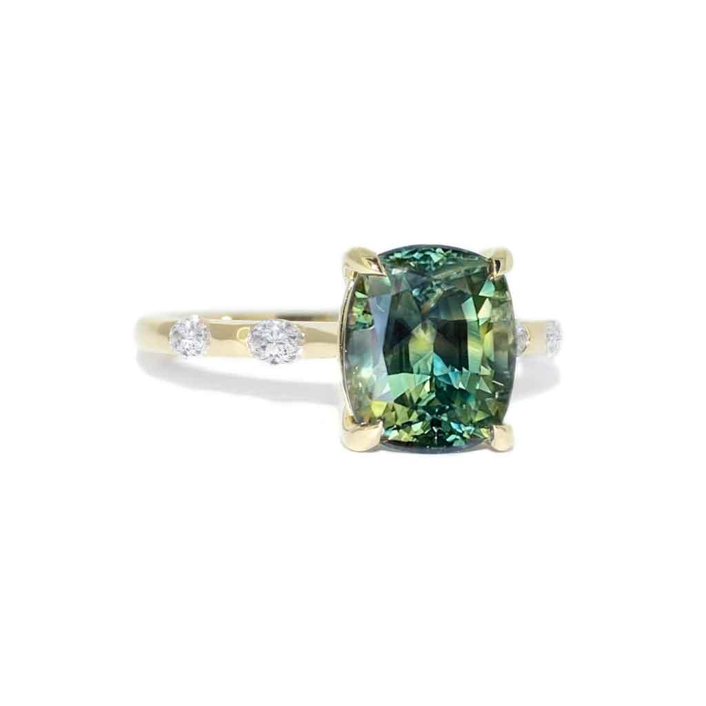 Jackie | Teal sapphire diamond engagement ring - Lizunova Fine Jewels