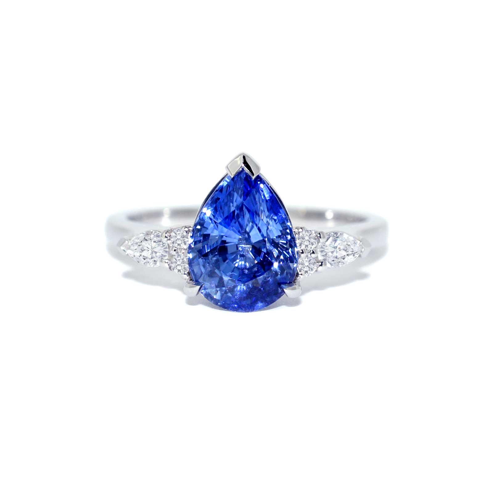 Kai | Pear cut Ceylon blue sapphire diamond engagement ring - Lizunova Fine Jewels