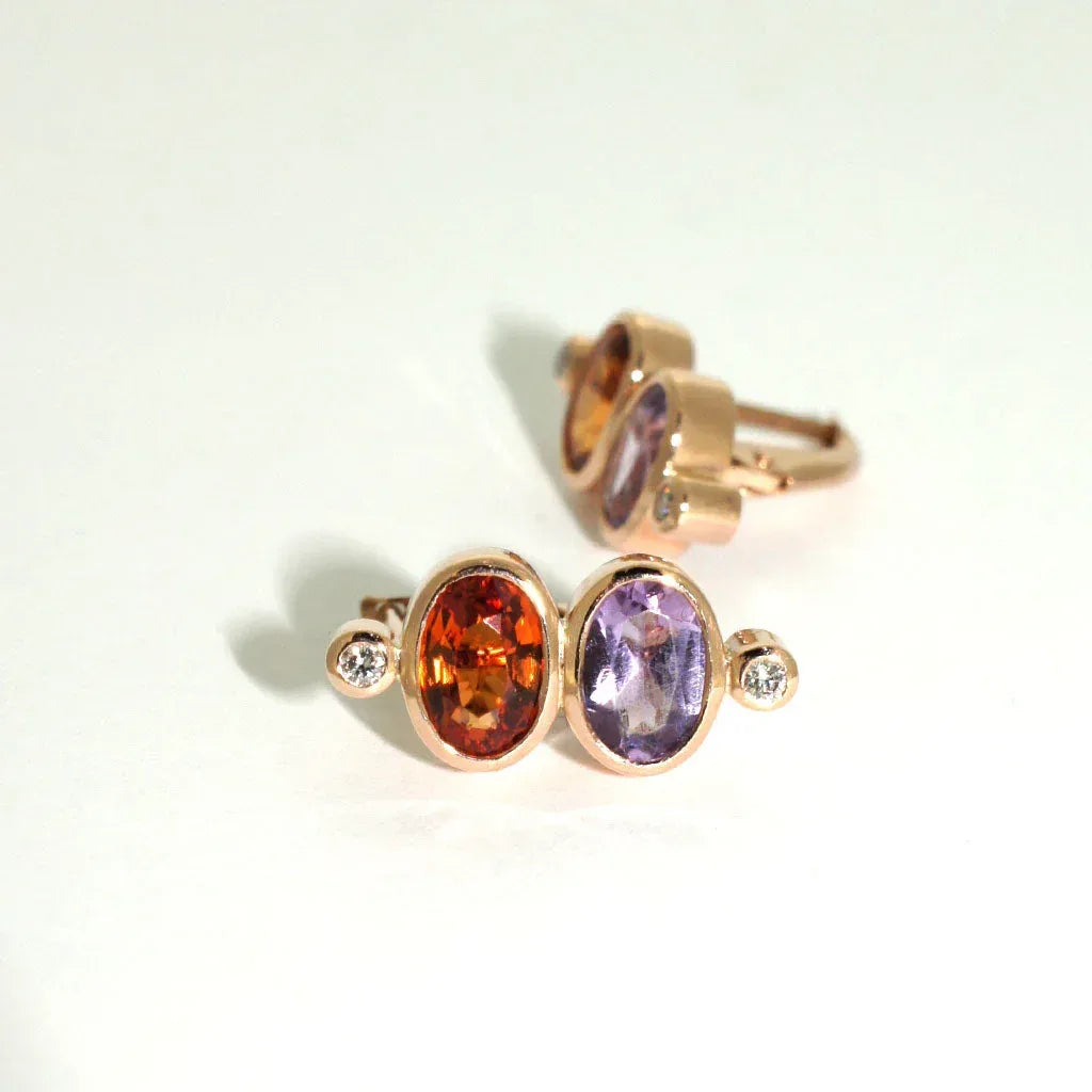 Kira | Sapphire, amethyst, diamond earrings - Lizunova Fine Jewels
