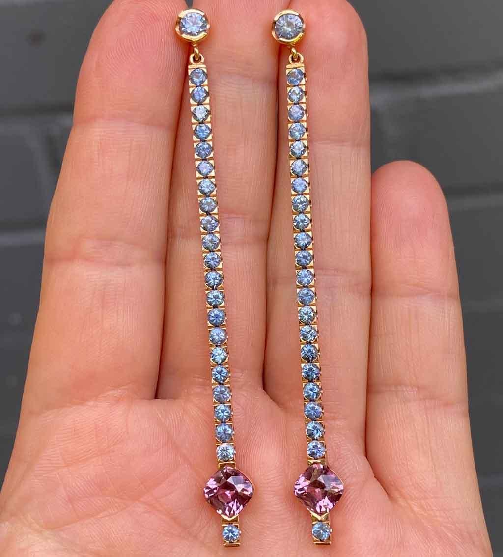 Lily | Sapphire & Malaya garnet earrings - Lizunova Fine Jewels