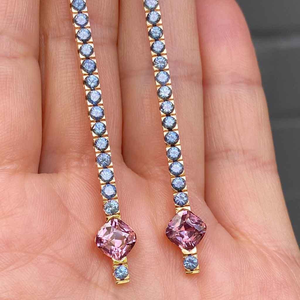 Lily | Sapphire & Malaya garnet earrings - Lizunova Fine Jewels