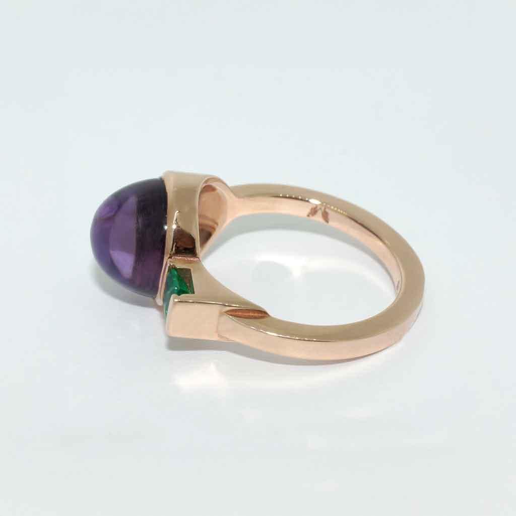 Deux | Amethyst & emerald toi et moi ring - Lizunova Fine Jewels
