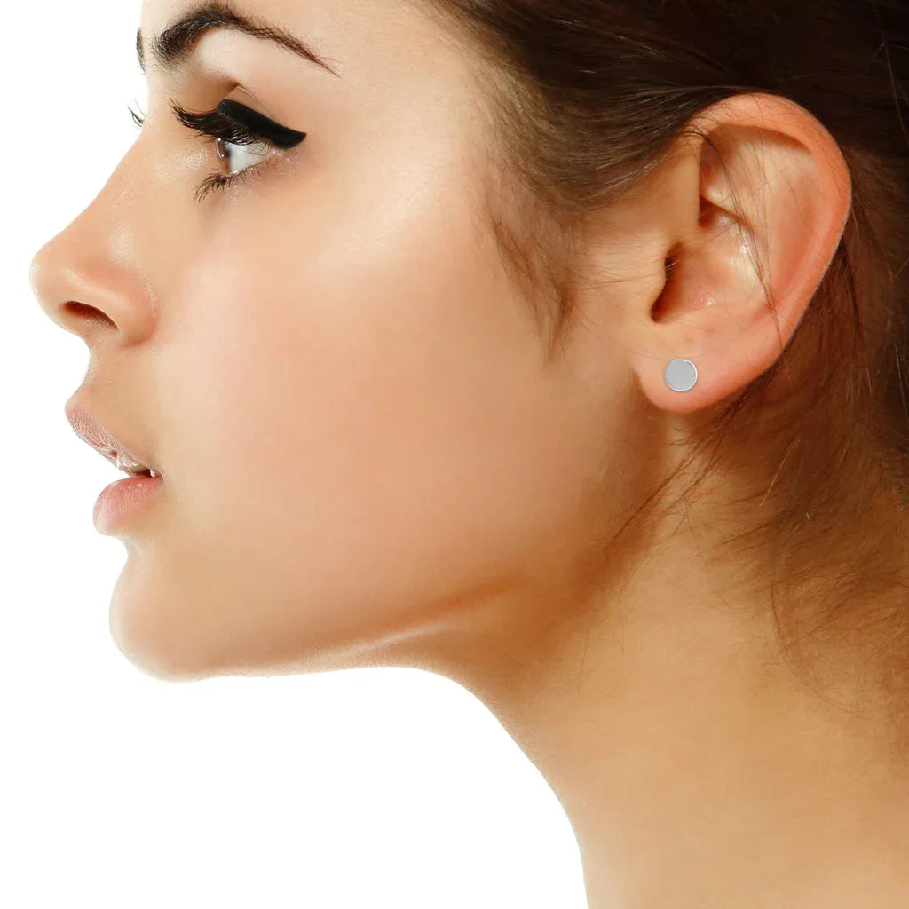 Geometric | Round white gold studs - Lizunova Fine Jewels