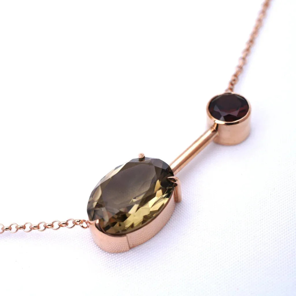 Satellite | Smoky quartz & garnet necklace - Lizunova Fine Jewels