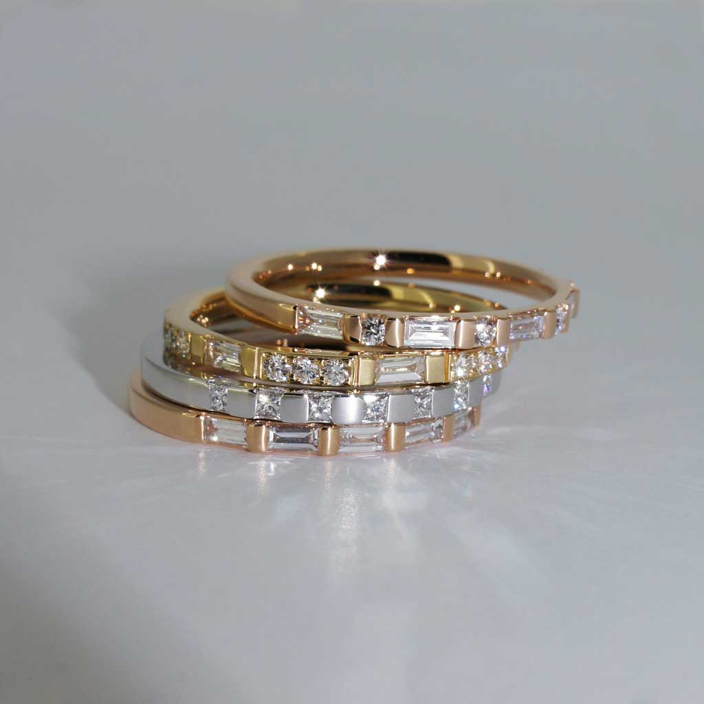 Diamond wedding ring stack, by Sydney jeweller Lizunova