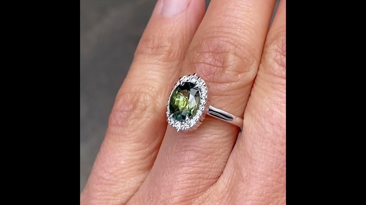 Modena | Parti sapphire diamond halo engagement ring - Lizunova Fine Jewels