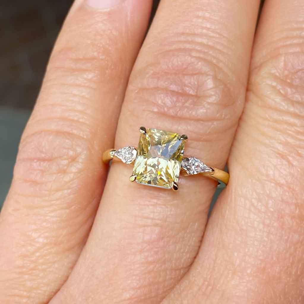 Maddie | Emerald cut yellow sapphire & diamond engagement ring - Lizunova Fine Jewels