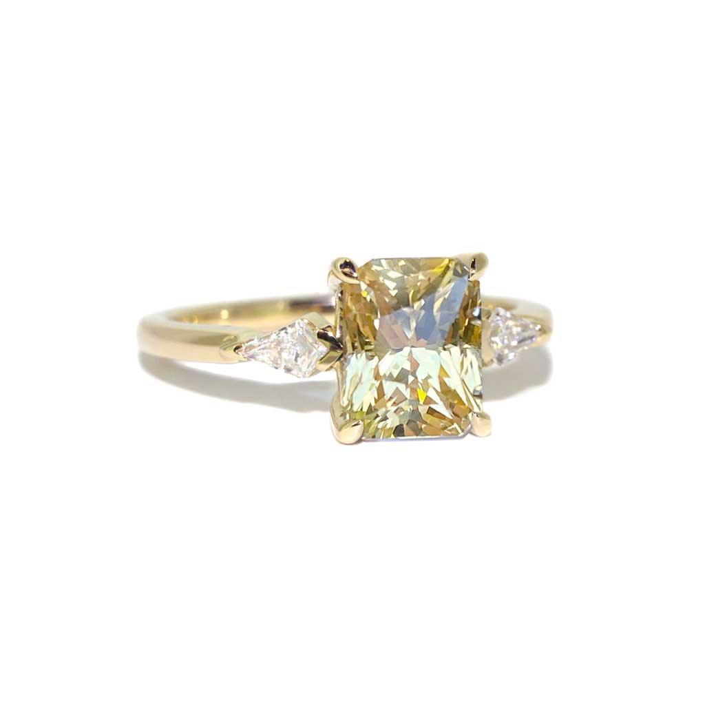 Maddie | Emerald cut yellow sapphire & diamond engagement ring - Lizunova Fine Jewels