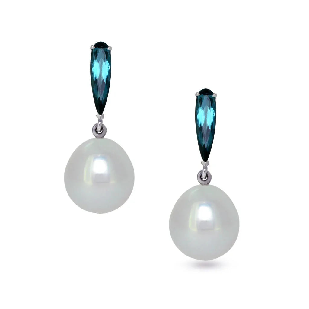 Madison | South Sea pearl & tourmaline earrings - Lizunova Fine Jewels