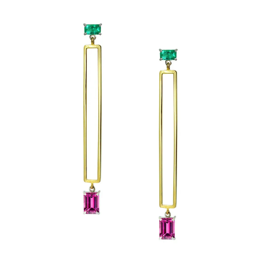 Manhattan | Emerald & Pink Spinel Earrings - Lizunova Fine Jewels