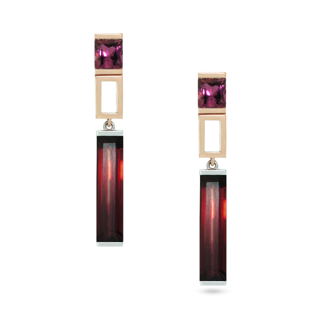 Manhattan-Garnet-tourmaline-earrings-rose-gold-Lizunova-Fine-Jewels-Sydney-jeweller-NSW-Australia