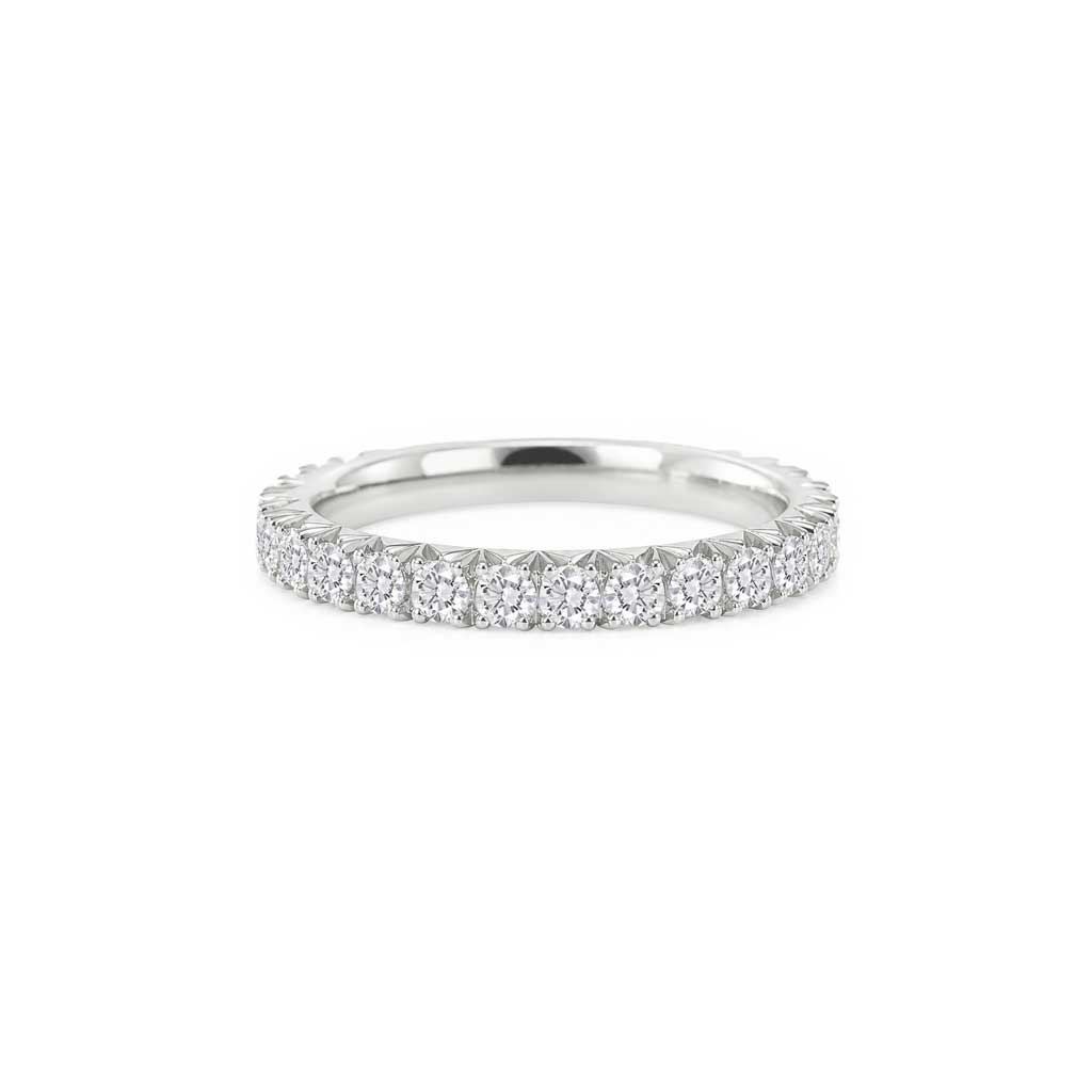 Nat - French pave diamond eternity ring in platinum or 18k white gold, Lizunova Fine Jewels
