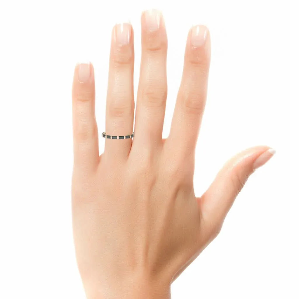 Noir | Black baguette diamond wedding ring - Lizunova Fine Jewels