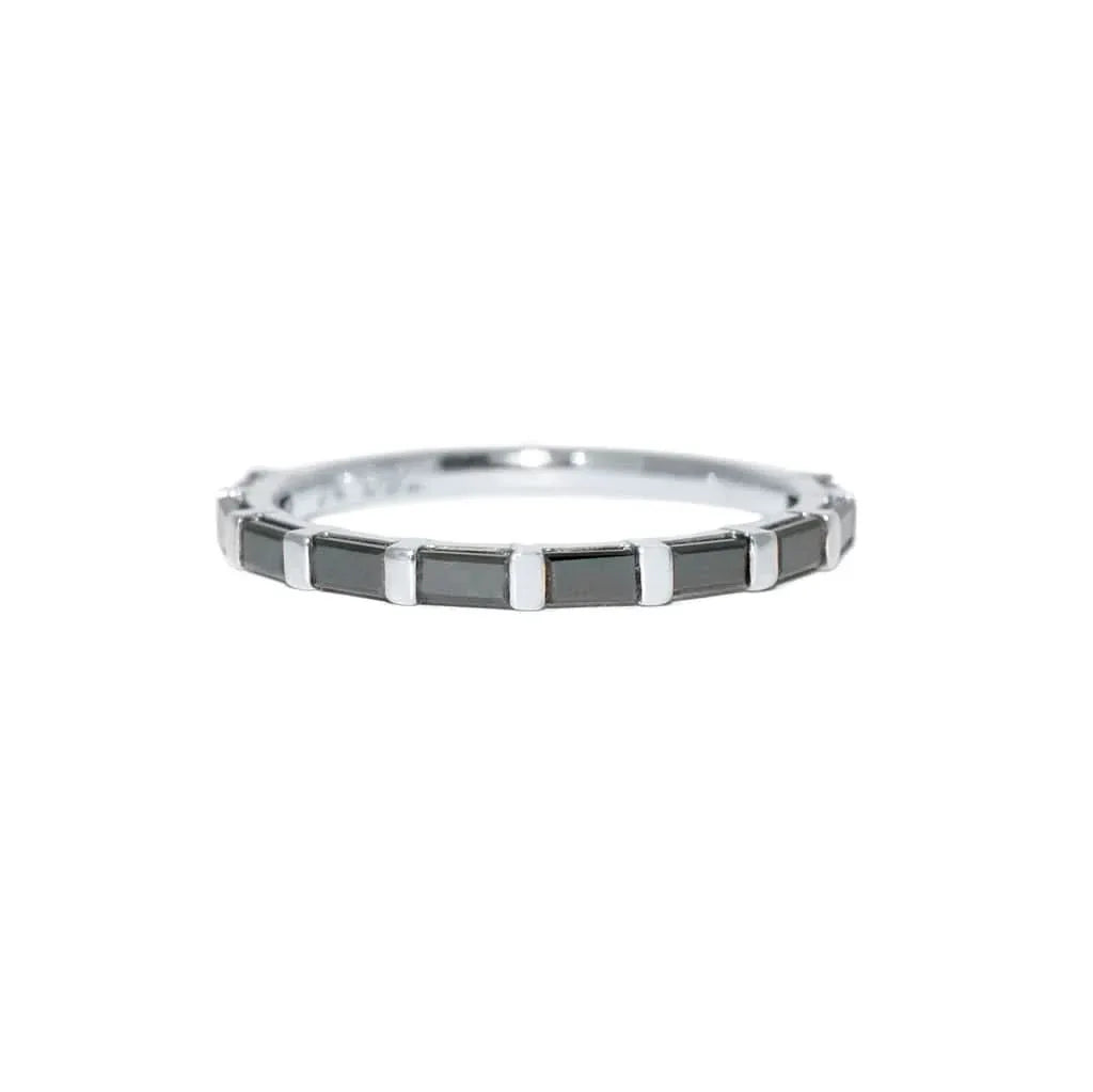Noir | Black baguette diamond wedding ring - Lizunova Fine Jewels