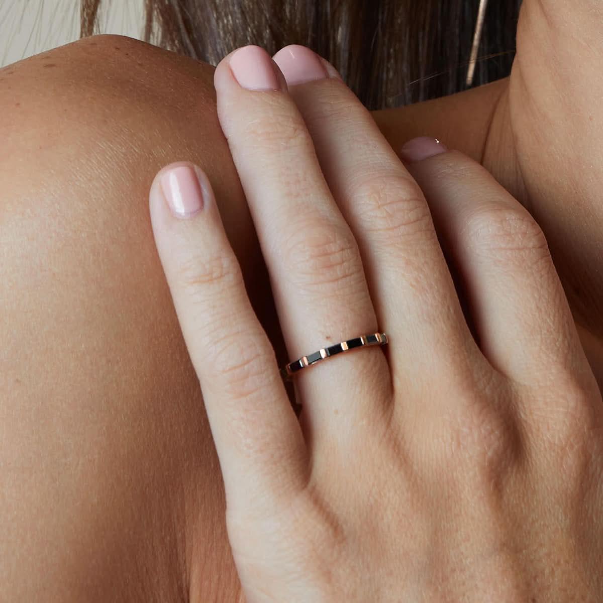 Noir | Black baguette diamond wedding ring - Lizunova Fine Jewels