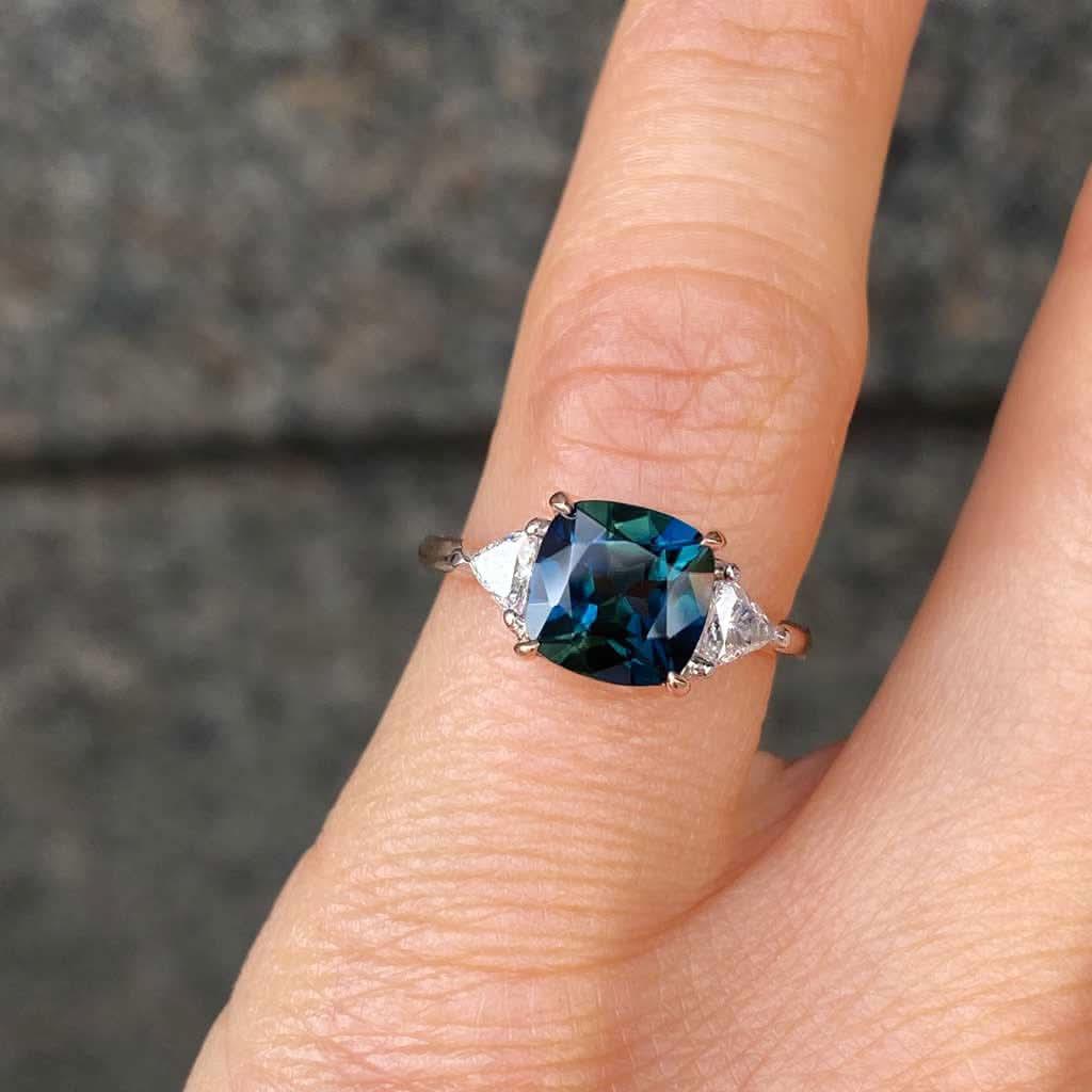 Nola | Parti sapphire diamond trilliant engagement ring - Lizunova Fine Jewels