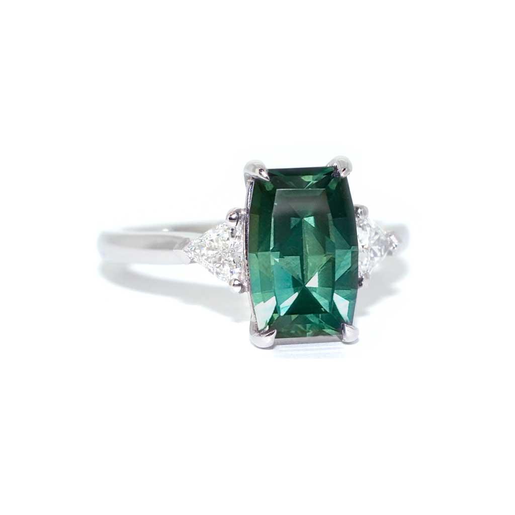 Nola | Barion green sapphire diamond engagement ring - Lizunova Fine Jewels