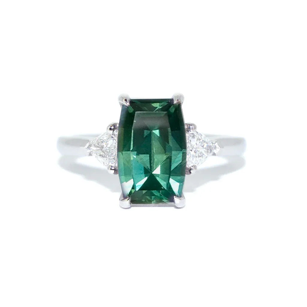 Nola | Barion green sapphire diamond engagement ring - Lizunova Fine Jewels
