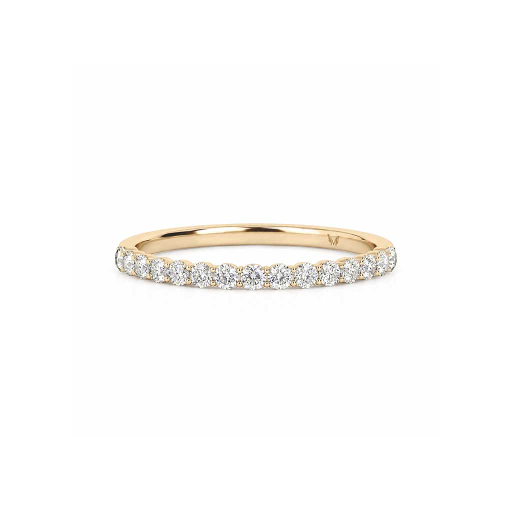 Nora round 2mm diamond wedding band yellow gold Lizunova Fine Jewels