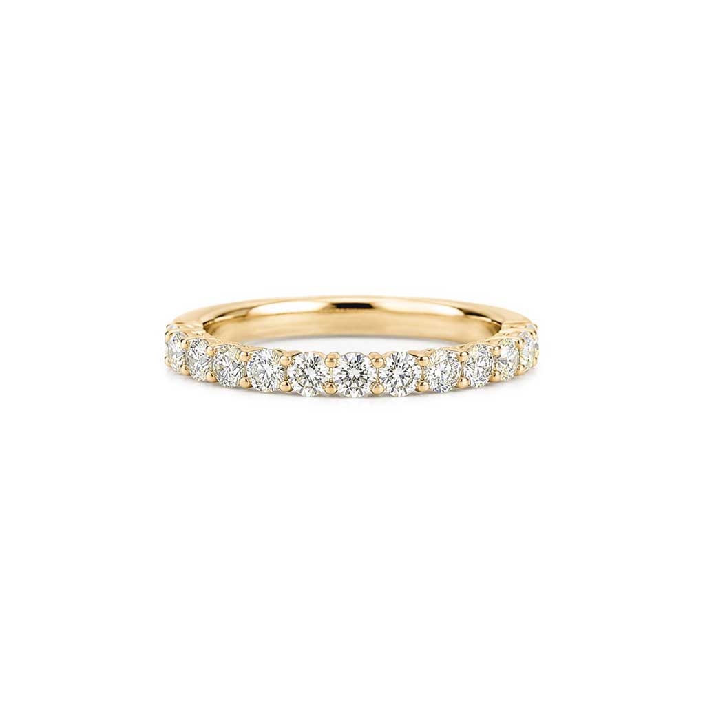 Nora round 3mm diamond wedding band yellow gold Lizunova Fine Jewels