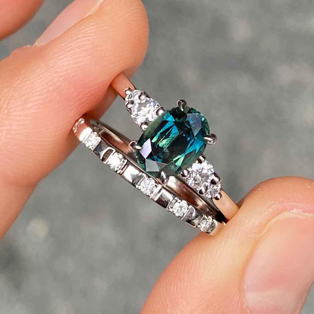 Ola | Parti sapphire & diamond engagement ring - Lizunova Fine Jewels