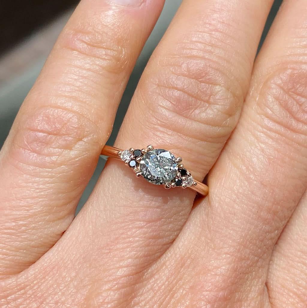 Olivia | Salt and pepper diamond engagement ring - Lizunova Fine Jewels