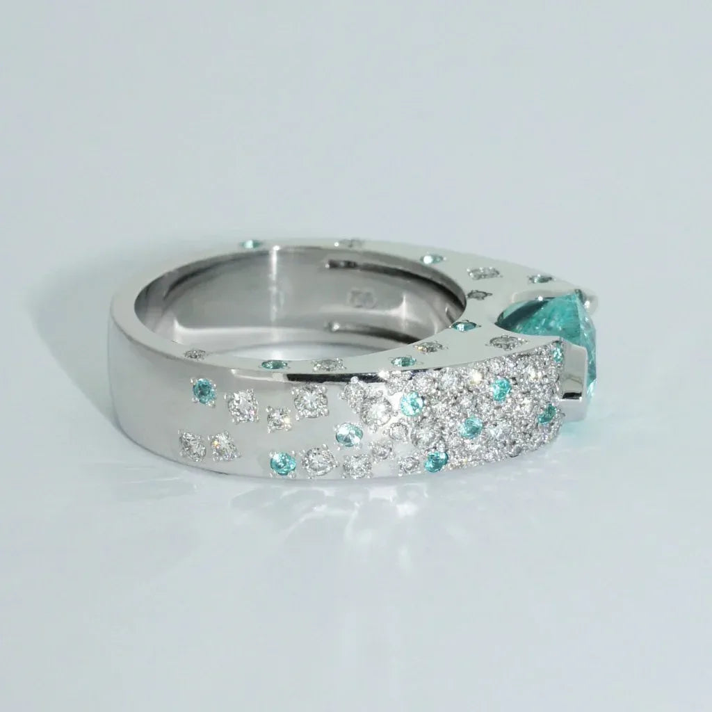 Orchid | Paraiba tourmaline & diamond ring - Lizunova Fine Jewels