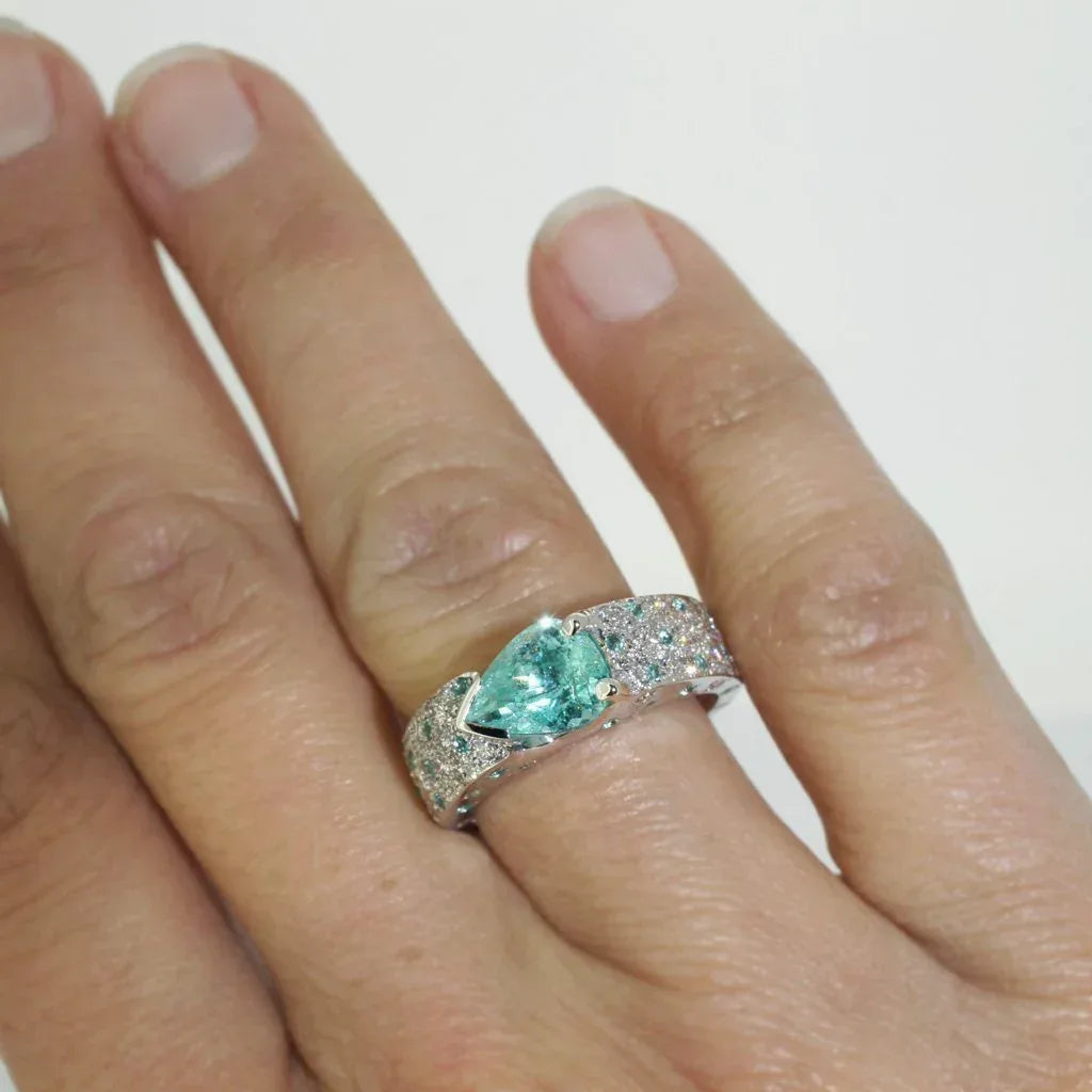 Orchid | Paraiba tourmaline & diamond ring - Lizunova Fine Jewels