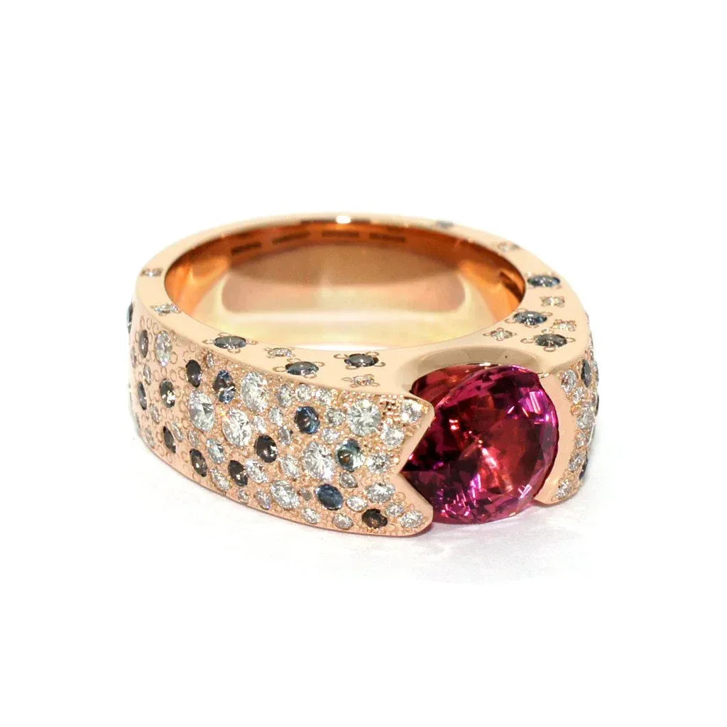Orchid | Tourmaline, diamond & sapphire ring - Lizunova Fine Jewels