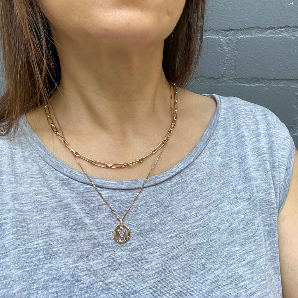 Personalised-Initial-M-diamond-yellow-gold-pendant-Pippa-Lizunova-Fine-Jewels-Sydney-NSW-Australia