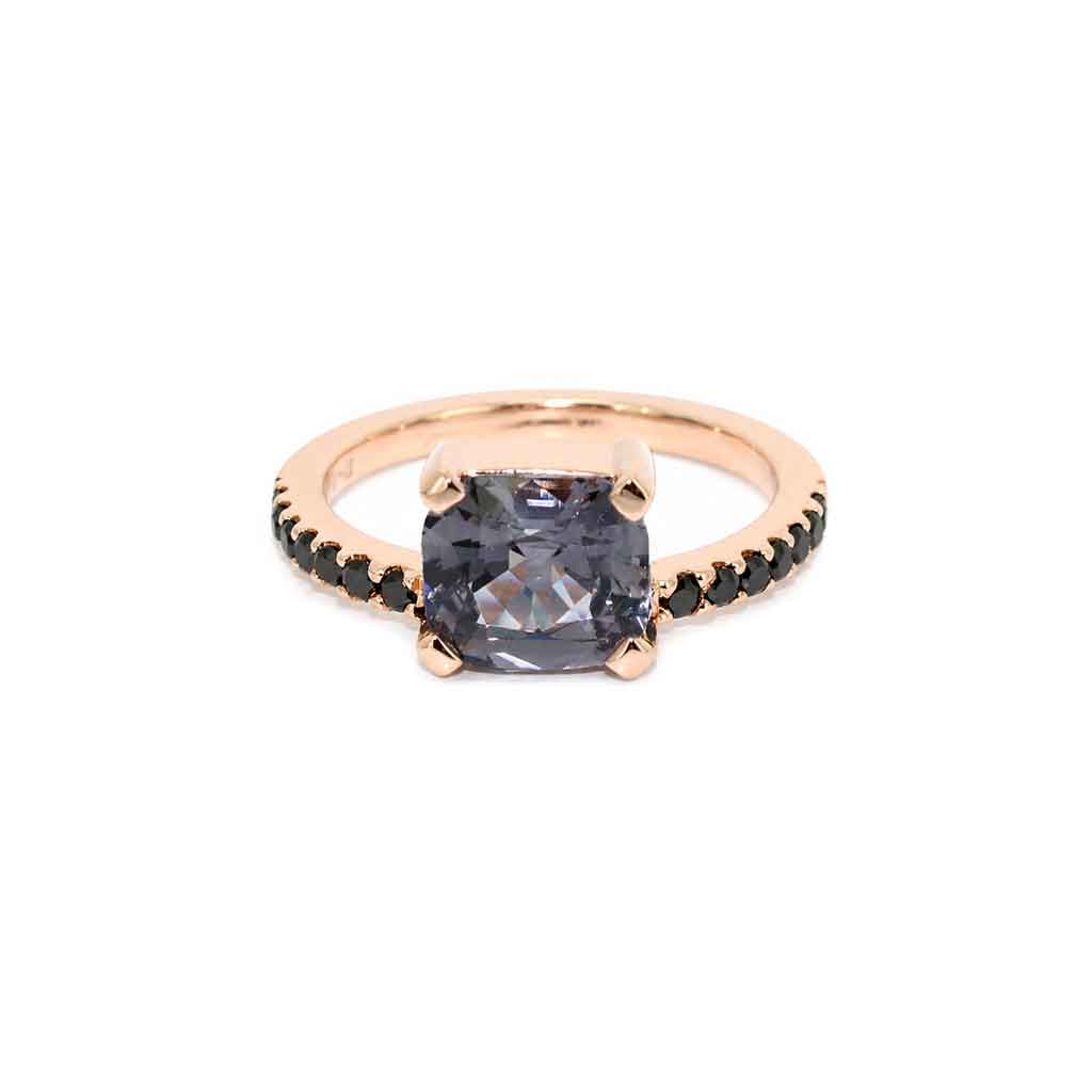 Pip - Grey spinel & black diamond engagement ring - Lizunova