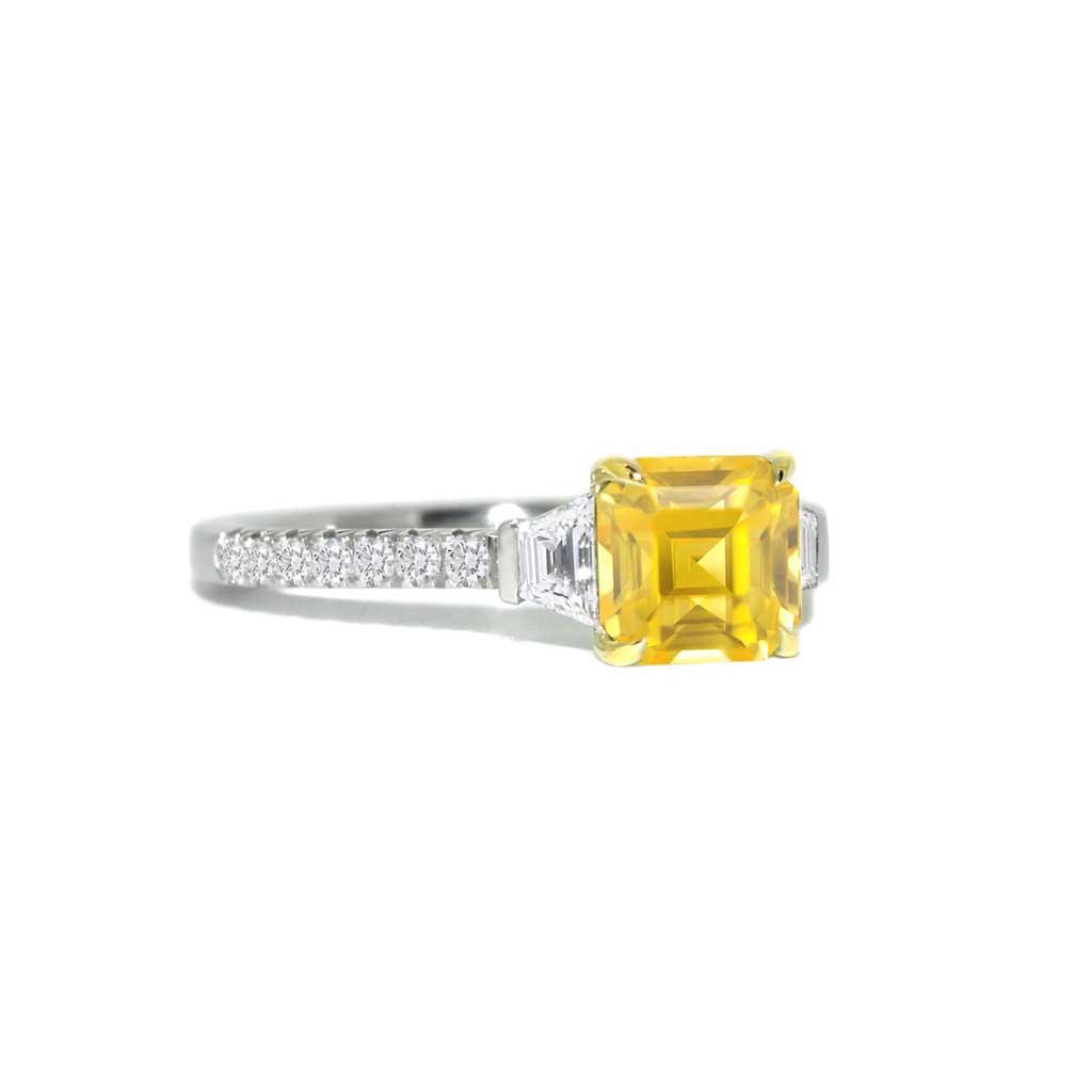 Soleil | Emerald cut yellow sapphire engagement ring - Lizunova Fine Jewels