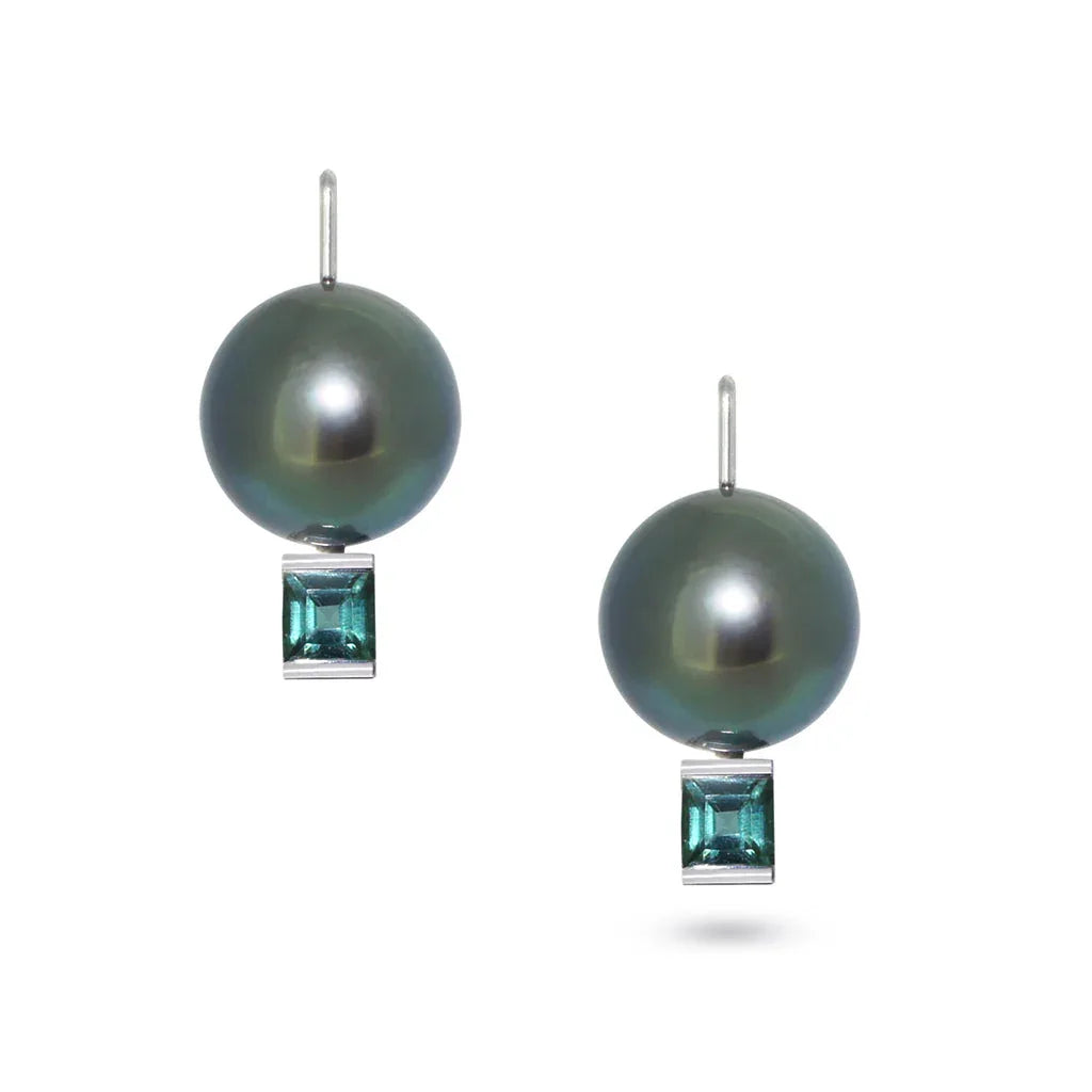 Tahiti | Pearl & tourmaline earrings - Lizunova Fine Jewels