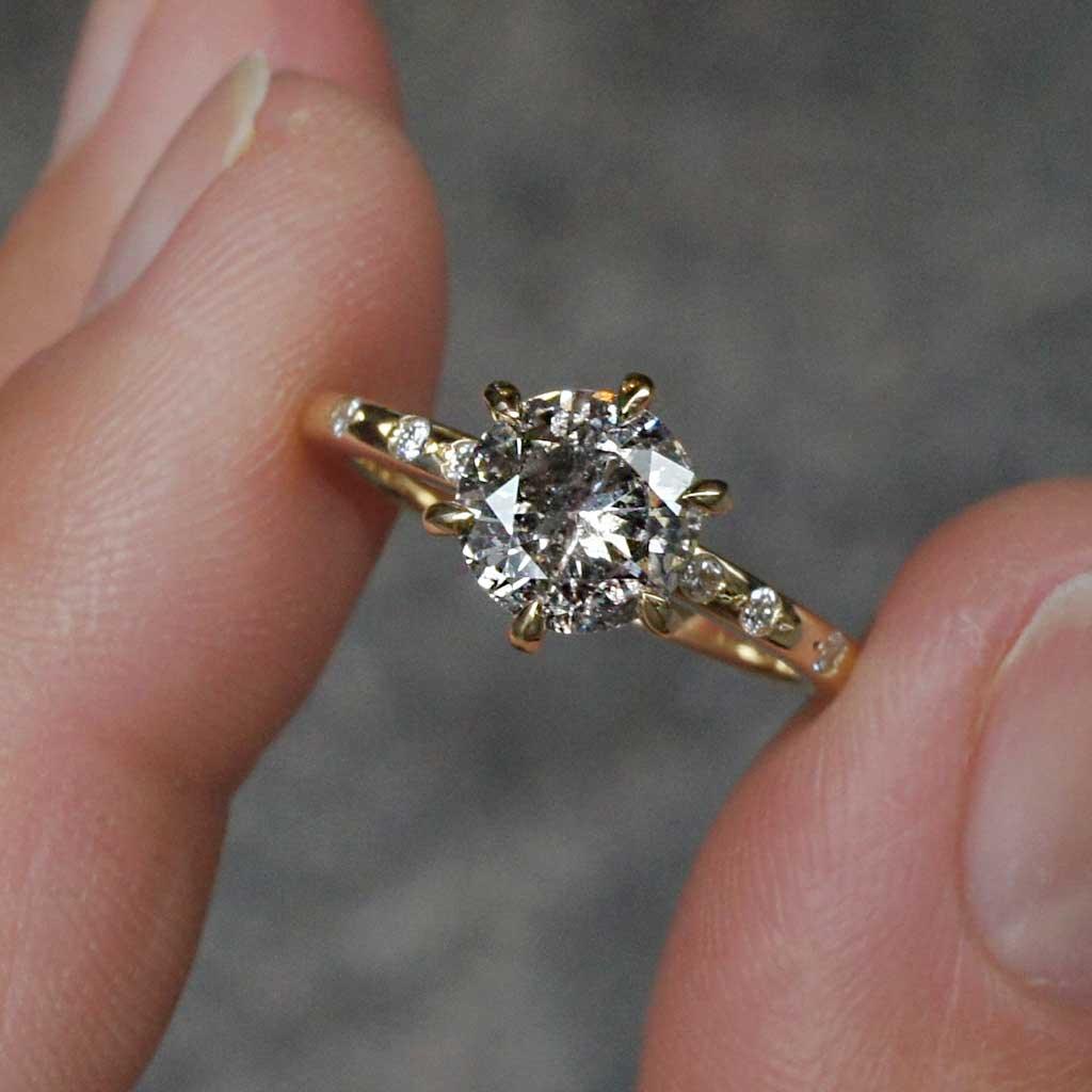 Tallinn | Salt & pepper diamond engagement ring - Lizunova Fine Jewels