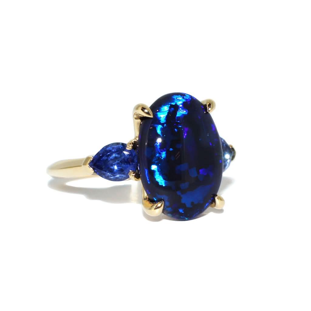 Tessa | Australian Opal & sapphire ring - Lizunova Fine Jewels