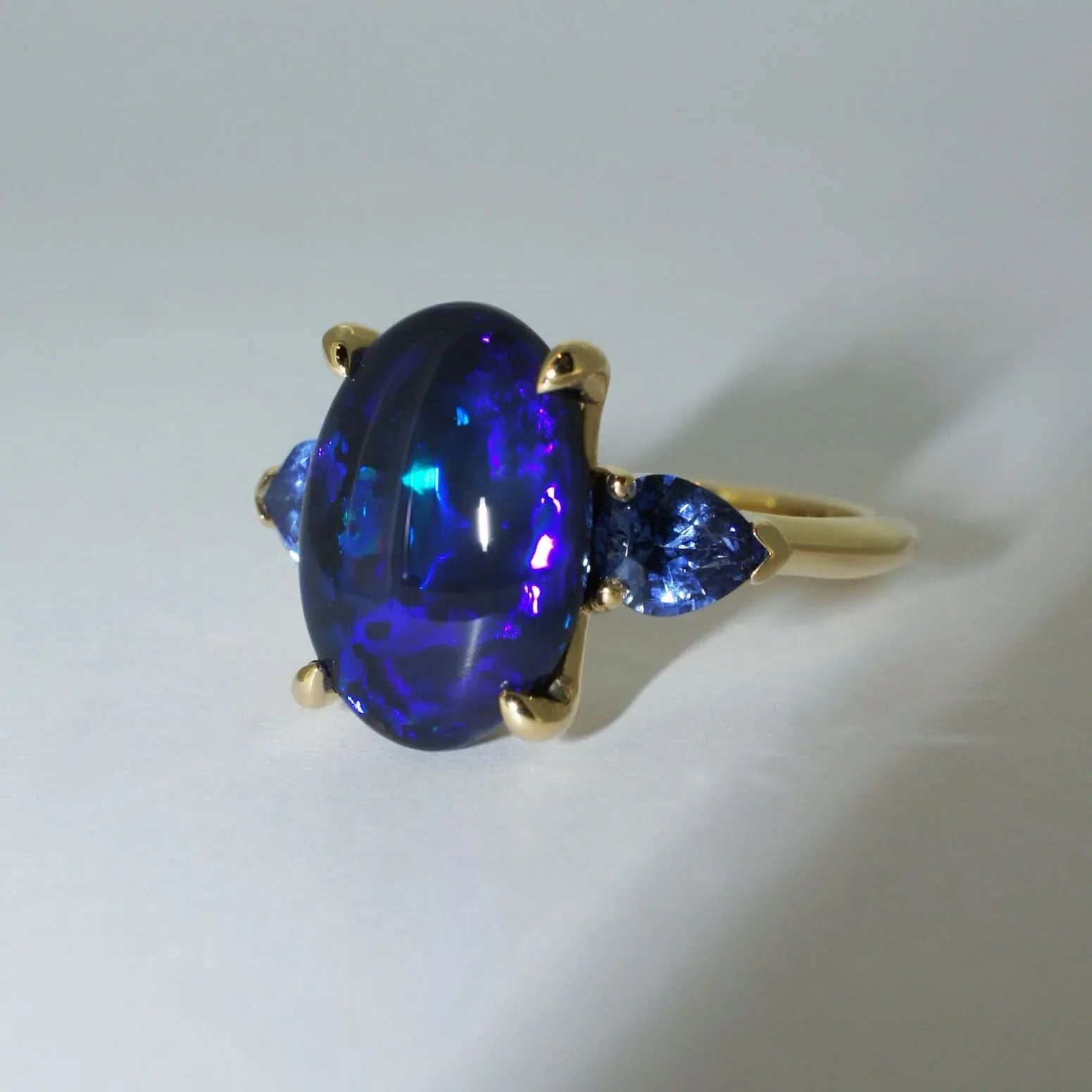 Tessa | Australian Opal & sapphire ring - Lizunova Fine Jewels