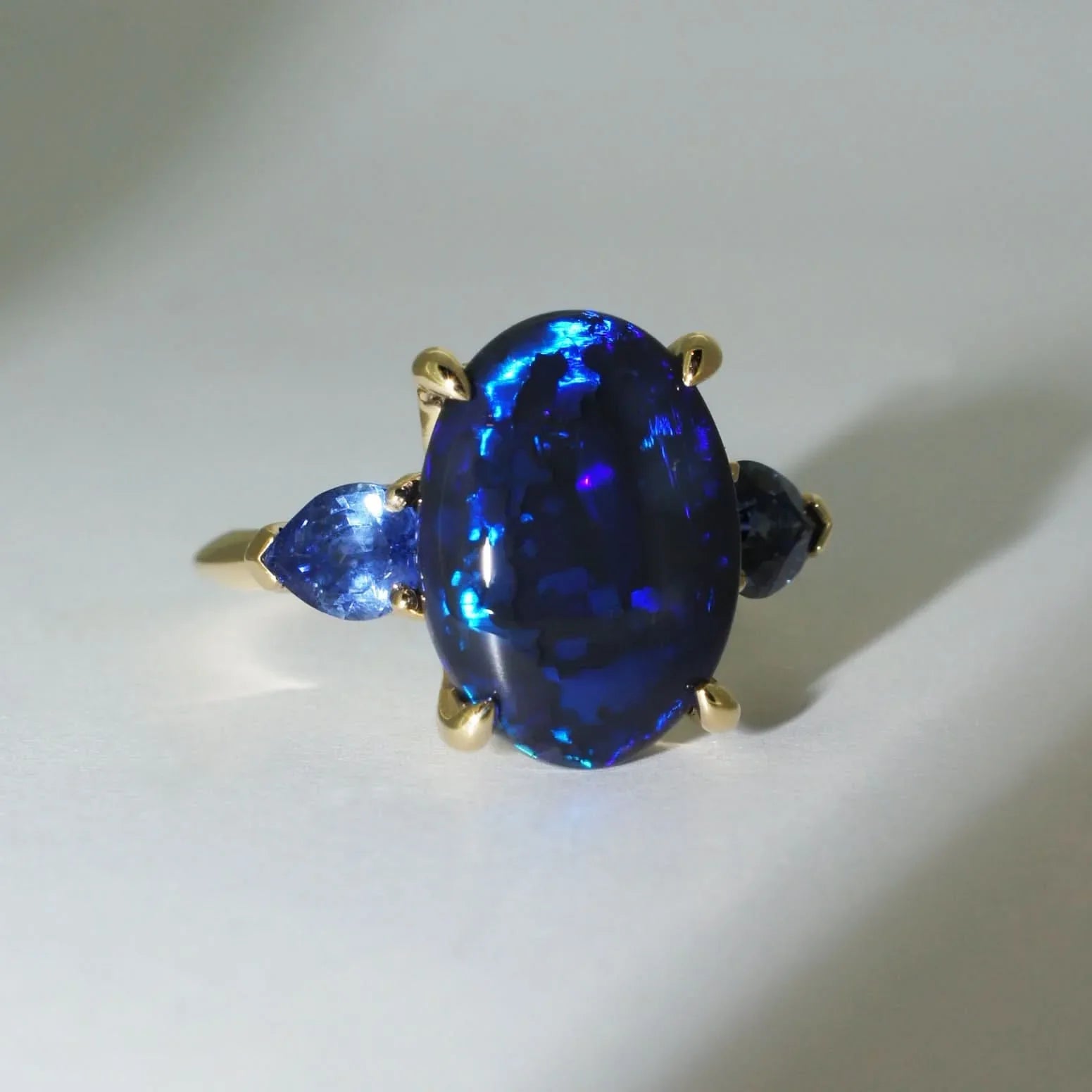 Tessa | Australian Opal & sapphire ring - Lizunova Fine Jewels